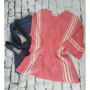 Orvis Peach and Cream Lightweight Sweater sz Lg